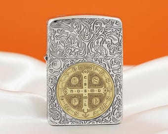Zippo Constantine Engraved lighter, Rare Zippo Religious Protection Lighter, Miraculous Medal Engraved, Custom Christian Gift