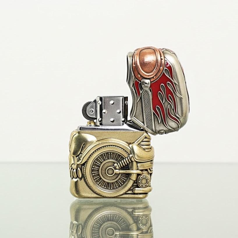 Zippo Motorcycle Biker Lighter 3D Full Wrap Design - Solid Brass