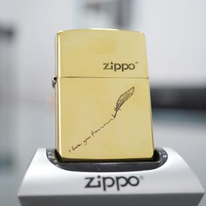 Custom Engraved Zippo Lighter, Brass &quot;I Love You&quot; Signature, Groomsmen Gift, Unique Gift for Him