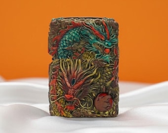 Briquet Zippo Dragon, Zippo de luxe rare, cadeau personnalisé fabriqué à la main pour homme