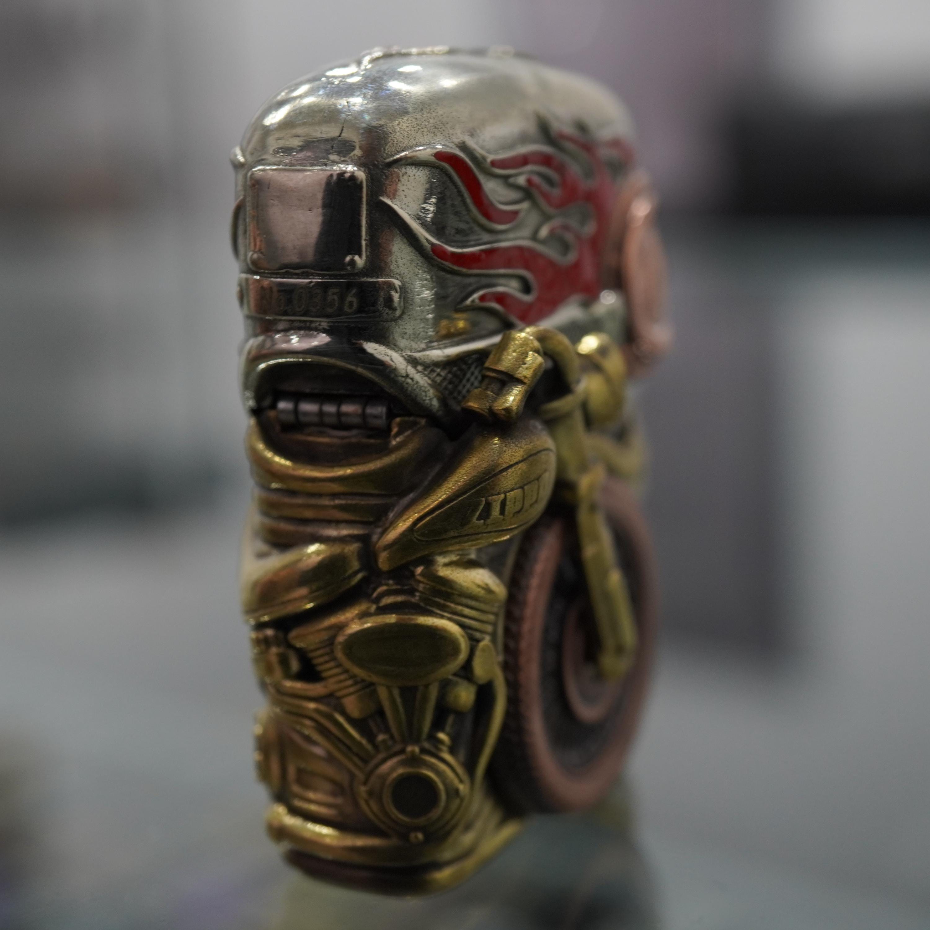 Zippo Motorcycle Biker Lighter 3D Full Wrap Design - Solid Brass