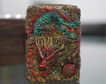Zippo Dragon Relief Lighter, Rare luxury Zippo, Handcrafted Custom Gift for Men