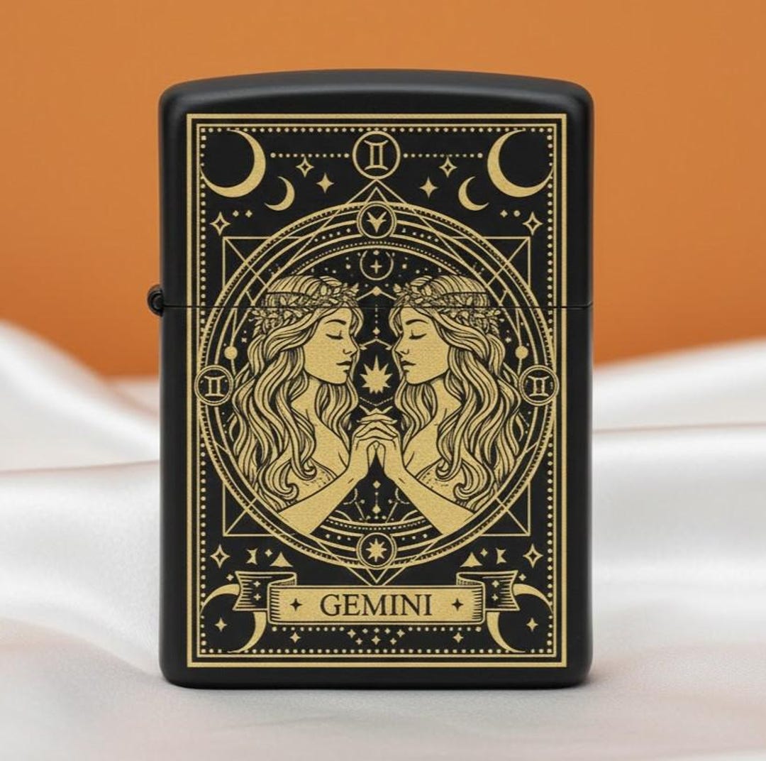 Zippo Gemini Engraved Lighter, Custom Astrology Gift, Zodiac Sign