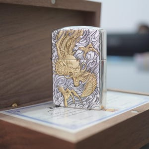 Personalized Zippo Lighter, Zippo hand engraved, Dragon Engraving, Armor Zippo, Men Gift