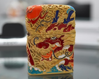 Briquet Zippo de luxe Dragon, Relief de dragon rare Zippo personnalisé, cadeau garçons d'honneur