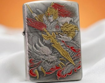 Zapalniczka Zippo Zhao Yun Warrior, bohater Trzech Królestw, głęboko grawerowany smok