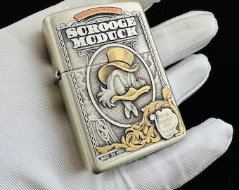 Zippo Scrooge McDuck Lighter, Sterling Silver Zippo, 3D Custom Engraved DuckTales Lighters