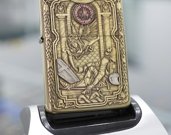 Zippo Medieval Engraved lighter, Vintage Knight Engraved Zippo, Vintage Collector's Lighter, Unique Gift