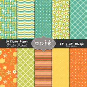 Fresh Picked Papers Download -Digital Scrapbook Papers & Backgrounds for Personal and Commercial Use