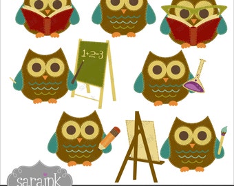 School Clipart Smart Owl Clipart Instant Download - Chalkboard Clipart Reading Clipart Science Clipart Painting Clipart - Digital Artwork