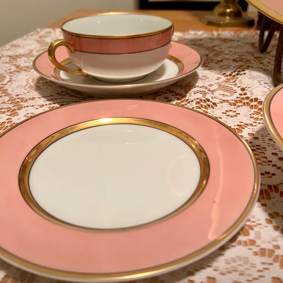 Fitz & Floyd Renaissance Pink Peach China Set 1970's Made in Japan