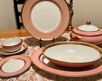 Fitz & Floyd Renaissance Pink Peach China Set 1970's Made in Japan