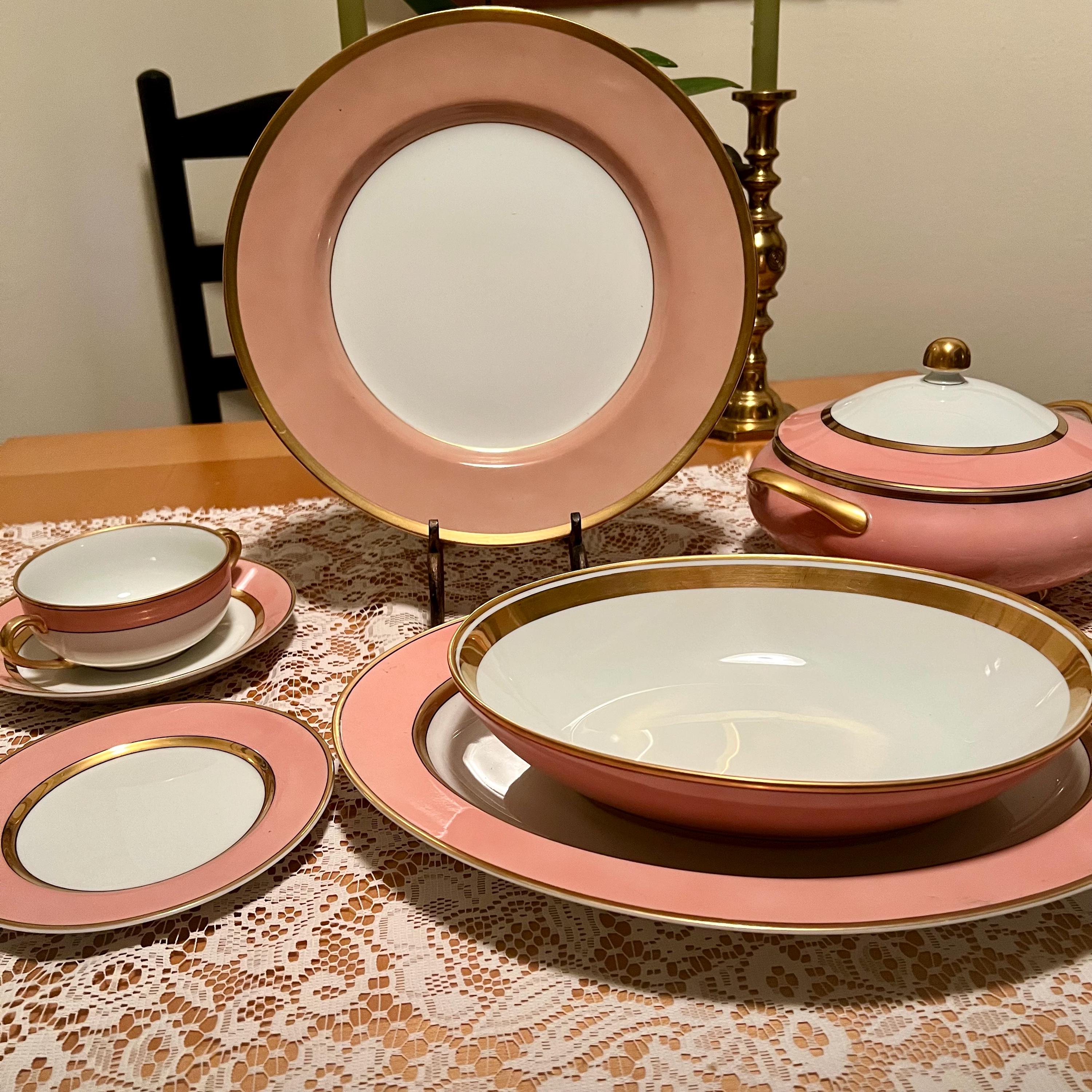 70's Fitz & Floyd U.S.A.ミッドセンチュリー プレート×3 Fitz & Floyd Renaissance Pink Peach China Set 1970's Made in Japan