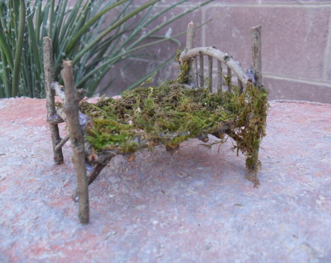 Miniature Fairy Bed Made of Twigs and Moss Etsy