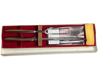 Vintage Gerber Balmung Carving Knife & Siegfried Fork Set Boxed Legendary Blades