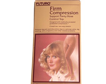 Vintage Futuro Firm Compression Pantyhose Medium Beige Deadstock 1988 USA