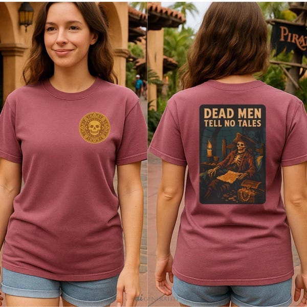 Pirates of the Caribbean Unisex T-shirt, Dead Men Tell No Tales Pirate Skeleton Tee, Disney Shirt