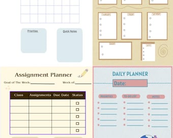 Four Cute Digital Daily Planner|Daily Journal|Student Digital Planner for Ipad|Monthly Planner| Assignments