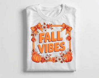 Retro Fall Vibes PNG, Floral Pumpkin Design (Digital Download)