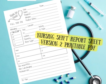 Nurse Shift Report Templates: Medication & Vitals Log (Printable PDF Bundle!)