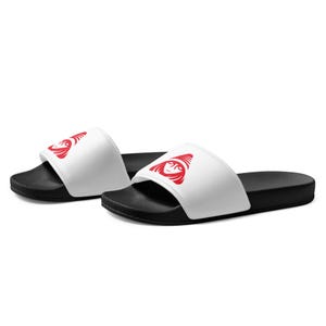 Men’s White w/ Red Signature Logo Slides By Silent Order Apparel Brand