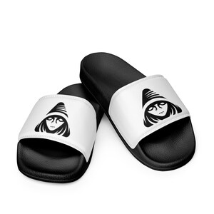Men’s White w/ Black Signature Logo Slides By Silent Order Apparel Brand