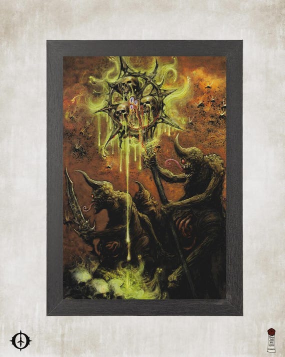 Chaos Daemons - 40K Framed Upcycled Art (7x10)