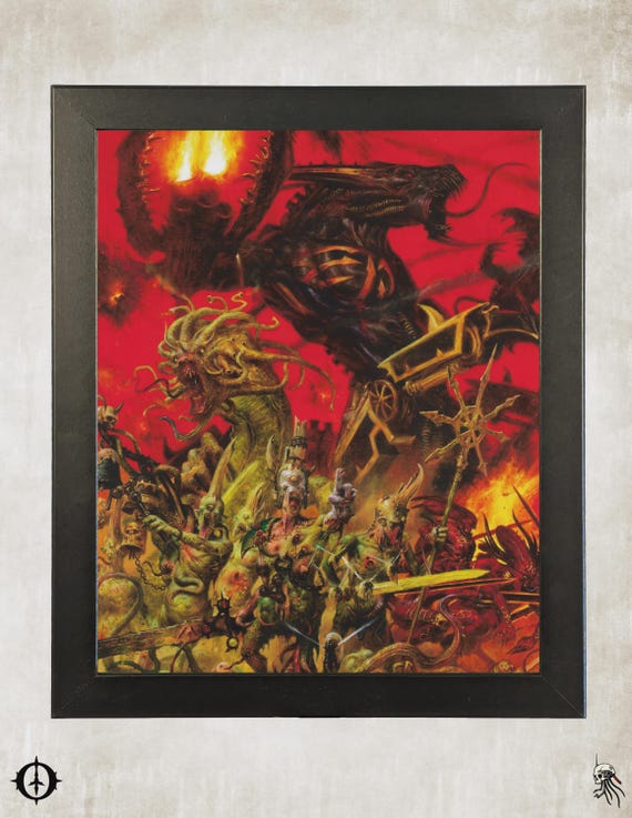 Chaos Daemons - 40K Framed Upcycled Art (9.5x11.5)