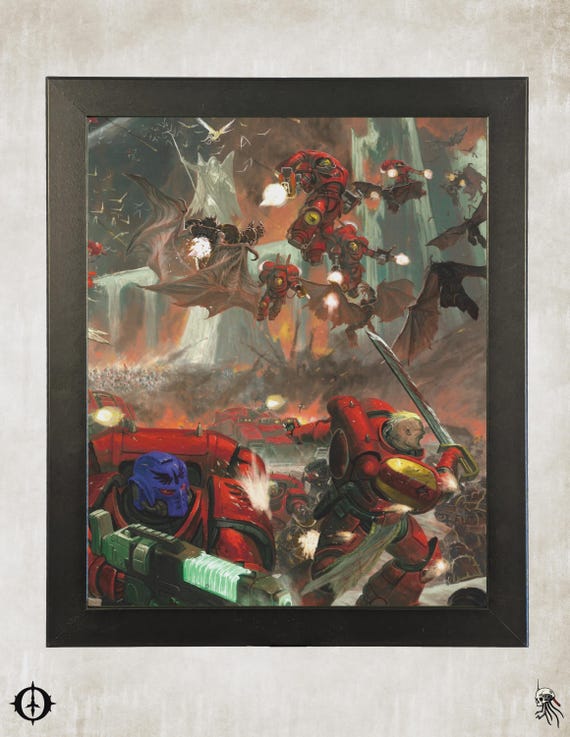 Blood Angels - 40K Framed Upcycled Art (9.5x11.5)