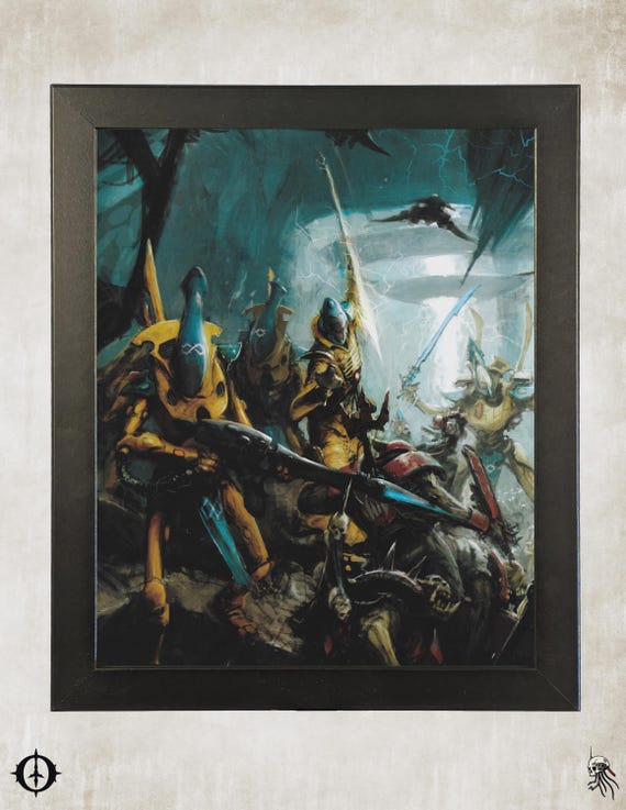 Aeldari - 40K Framed Upcycled Art (9.5x11.5)