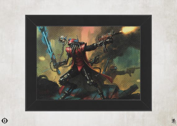 Adeptus Mechanicus - 40K Framed Upcycled Art (8.25x6.25)