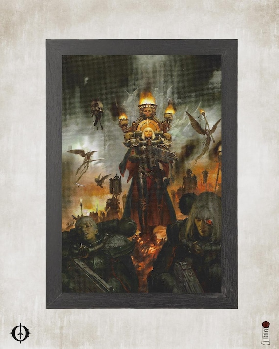 Adepta Sororitas - 40k Framed Upcycled Art (7x10)