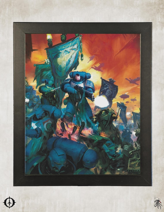 Ultramarines - 40K Framed Upcycled Art (9.5x11.5)