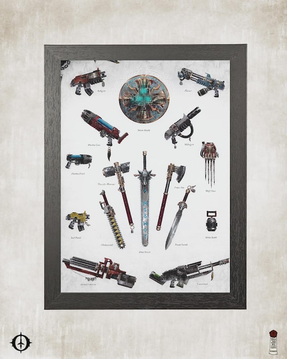 Space Wolves - 40K Framed Upcycled Art (8.125x11)