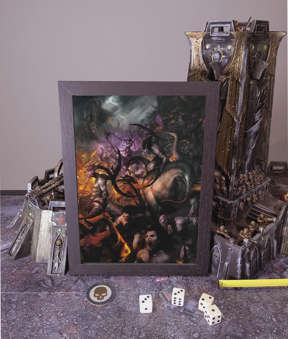 Chaos Daemons - 40K Framed Upcycled Art (8.125x11)