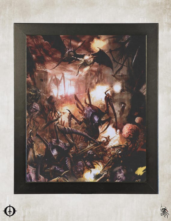 Tyranids - 40k Framed Upcycled Art (9.5x11.5)
