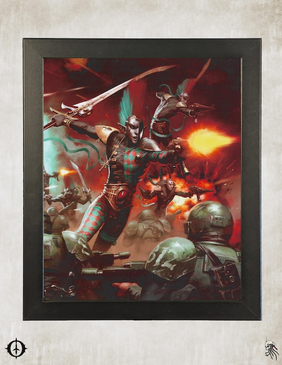 Harlequins - 40k Framed Upcycled Art (9.5x11.5)