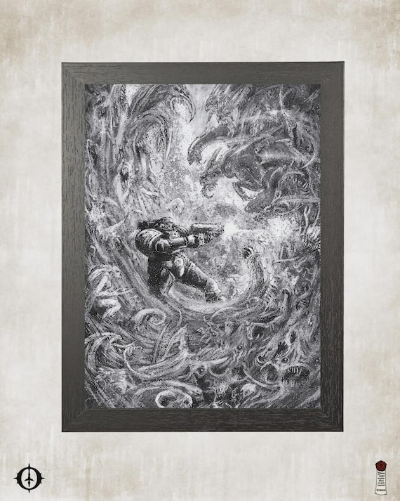 Chaos Daemons - 40K Framed Upcycled Art (8.125x11) - Rare!