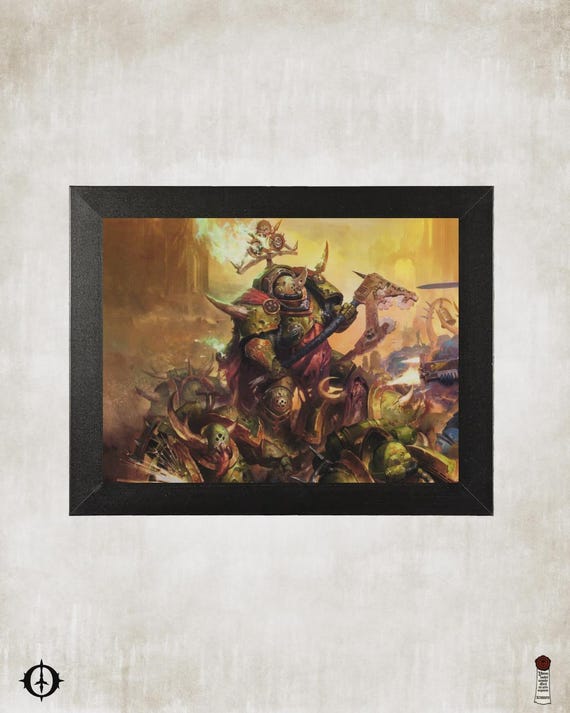 Death Guard - 40k Framed Upcycled Art (9.25x7.25)