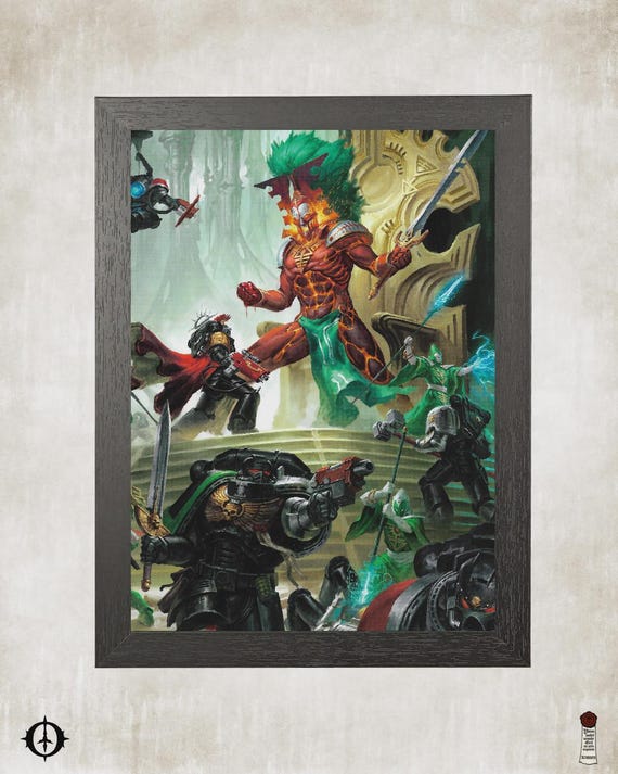 Aeldari vs. Deathwatch - 40k Framed Upcycled Art (8.125x11)
