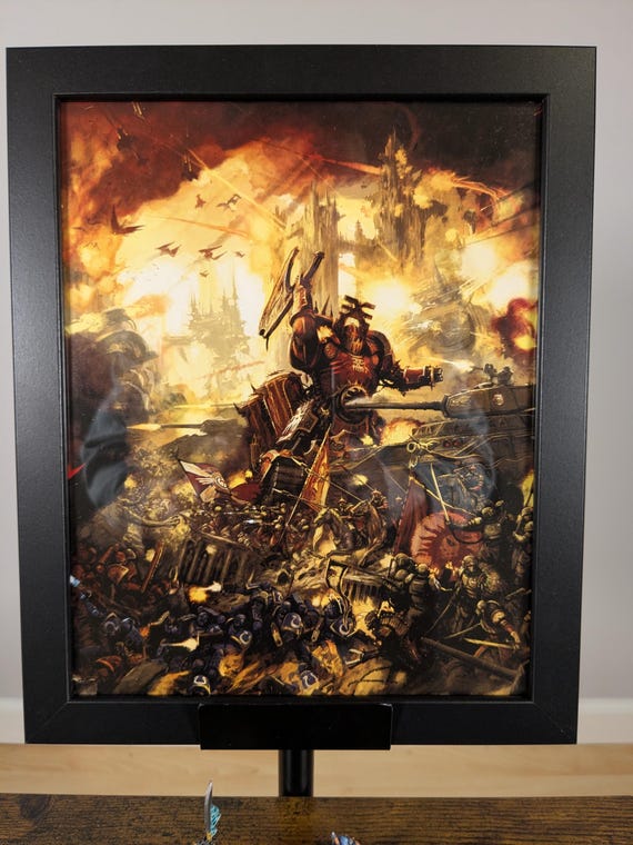 World Eaters vs. Astra Militarum - Framed 40k Art - 9 1/2" x 11 1/2"