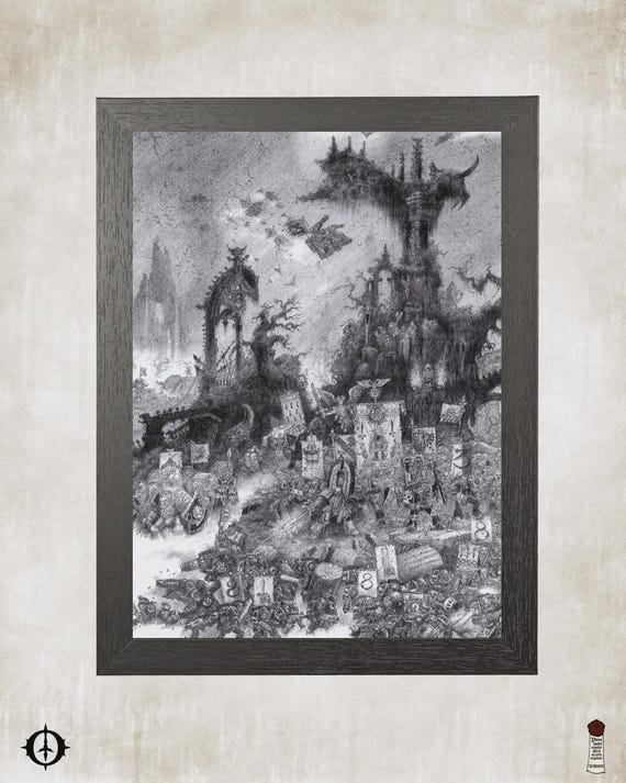 Dark Angels - 40K Framed Upcycled Art (8.125x11)