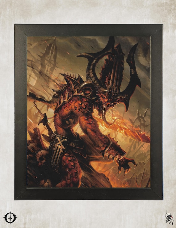 Chaos Daemons - 40K Framed Upcycled Art (9.5x11.5)