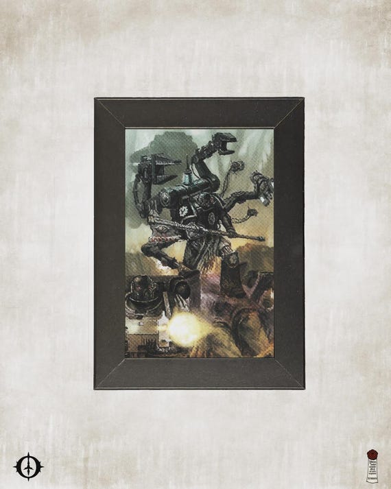 Iron Hands - 40K Framed Upcycled Art (5x7)