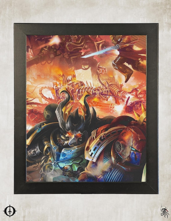 Chaos Space Marines - 40k Framed Upcycled Art (9.5x11.5)