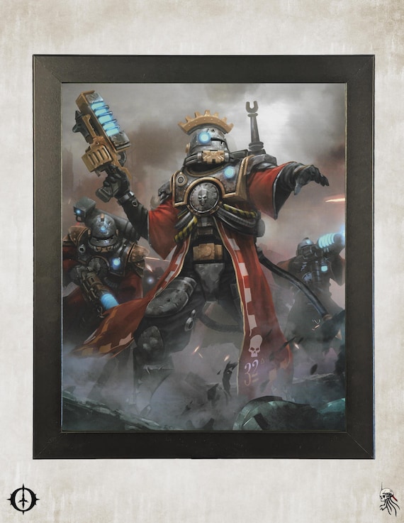 Adeptus Mechanicus - 40K Framed Upcycled Art (9.5x11.5)