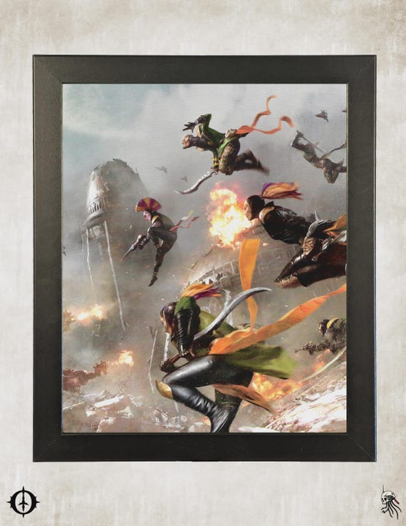Harlequins - 40k Framed Upcycled Art (9.5x11.5)