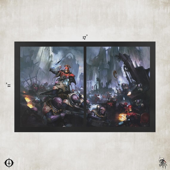 Adeptus Mechanicus vs. Genestealer Cult - 40k Framed Upcycled Art (17x11)