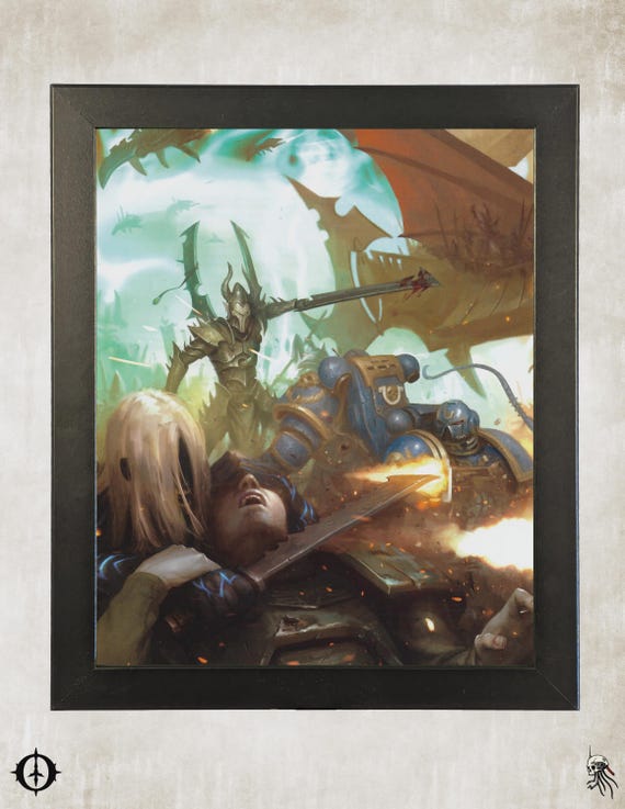 Drukhari - 40k Framed Upcycled Art (9.5x11.5)