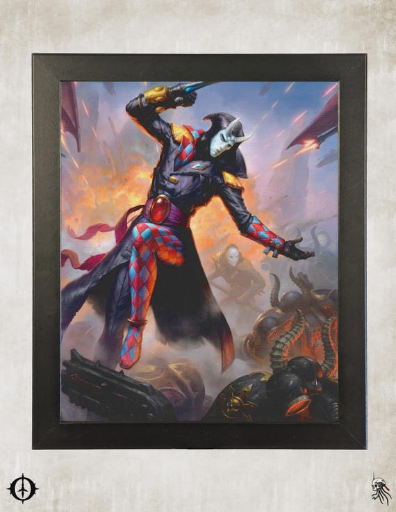 Harlequins - 40k Framed Upcycled Art (9.5x11.5)